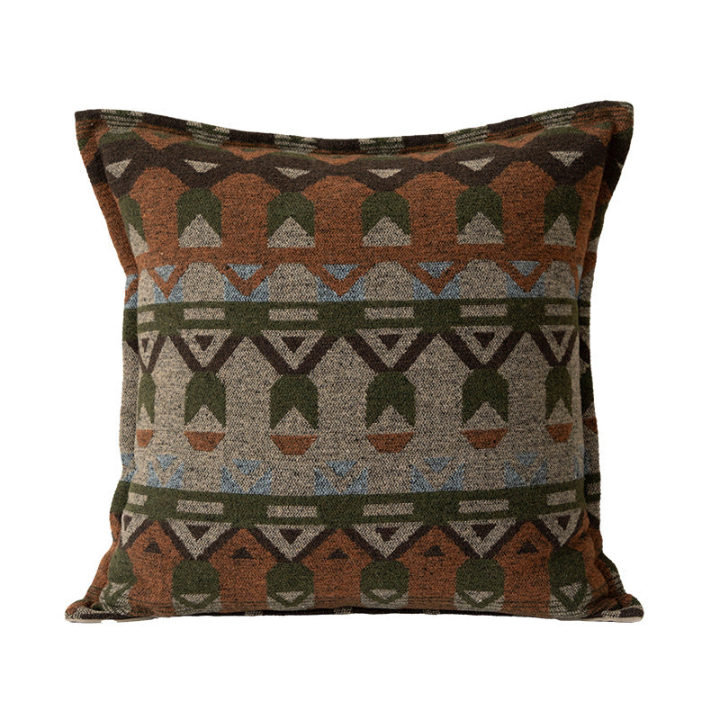 Square decorative sofa cushion with jacquard-woven ornament and soft bouclé surface Stornfield