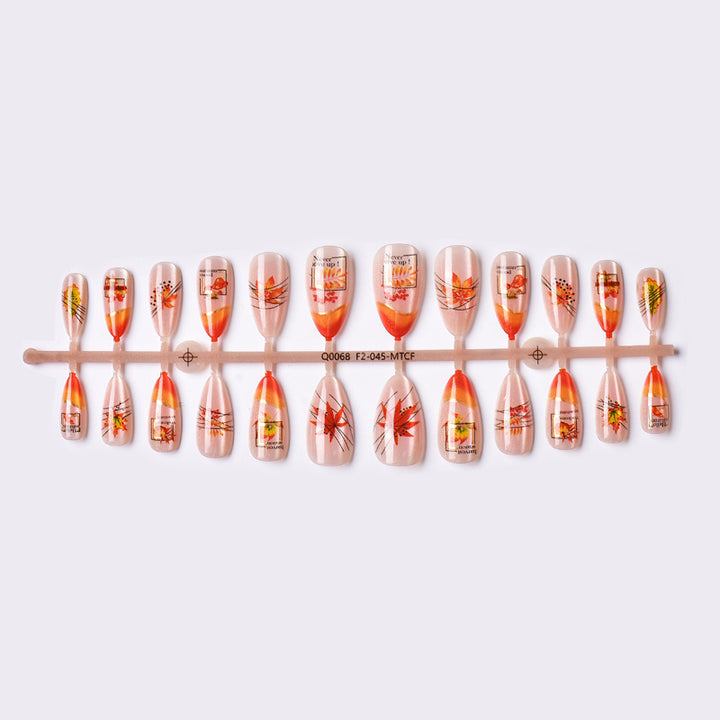 Autumn-Themed Decorative Press-On Nail Art Stornfield