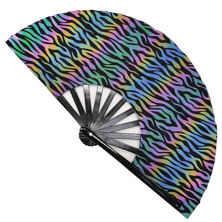 Ladies fan made of lightweight fabric with colorful geometric design Stornfield