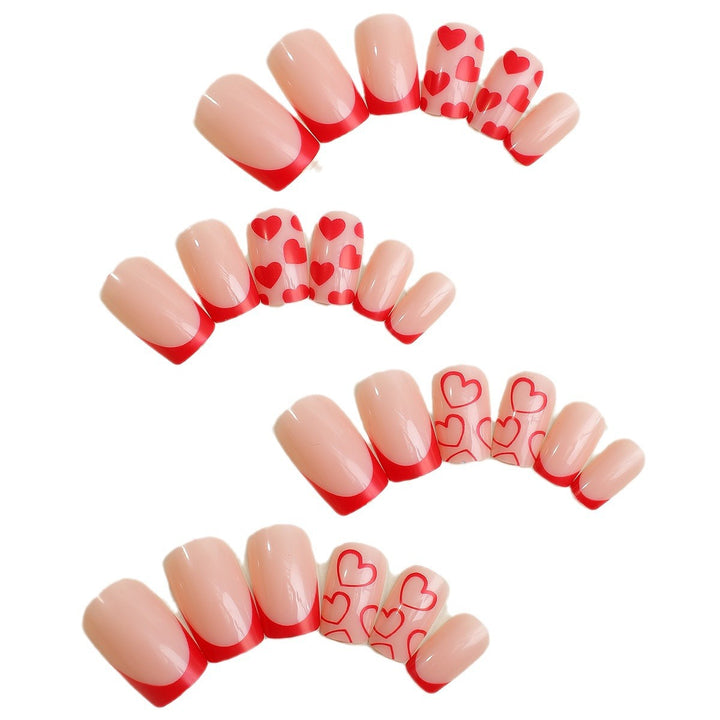 Creative Art Nail Set with Hearts and Lace Design Stornfield
