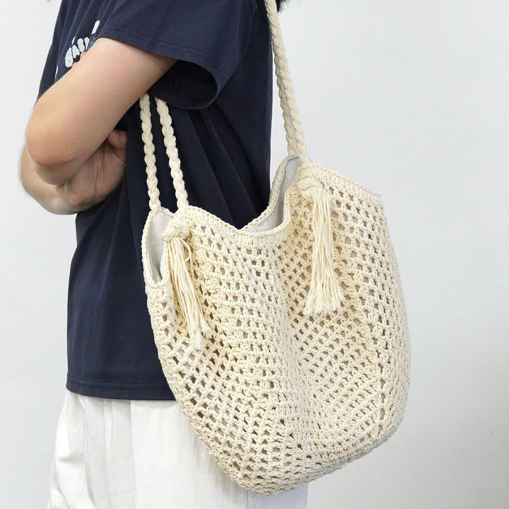 Macrame Beach Bag with Fringe Details Stornfield