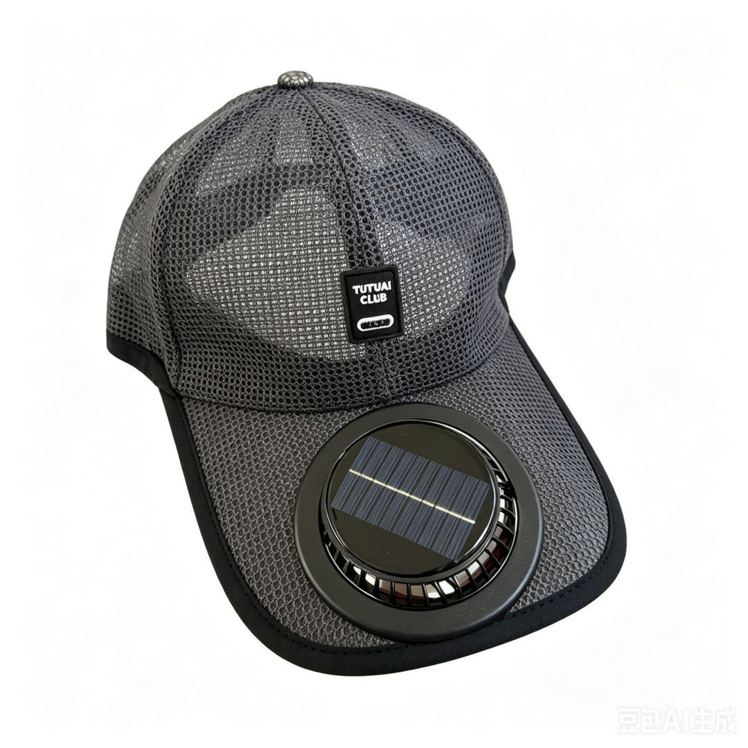 Sun protection cap with integrated solar fan Stornfield