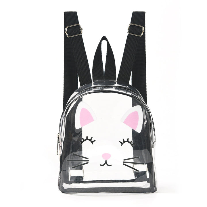 Transparent backpack with playful cat design Stornfield