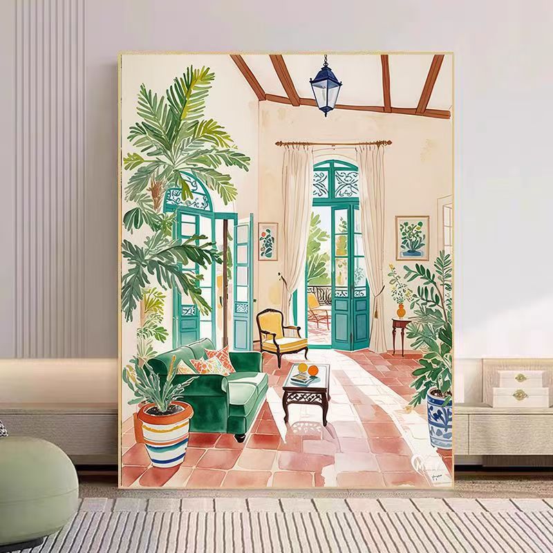 Cozy Living Room Watercolor Art Print Stornfield
