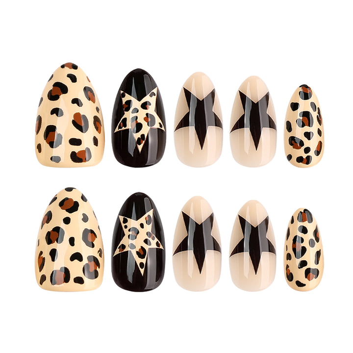 Artistic Nail Extensions with Leopard and Star Design Stornfield