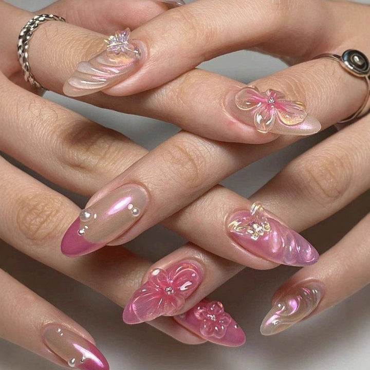 Elegant Artificial Nails with Botanical Designs Stornfield