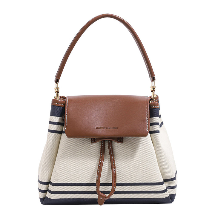 Stylish Striped Canvas Satchel