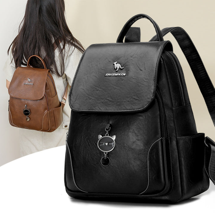 Cute Cat-Themed Leather Backpack Stornfield