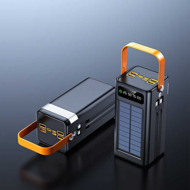 Portable solar power bank with ergonomic carrying handle and intelligent power display Stornfield