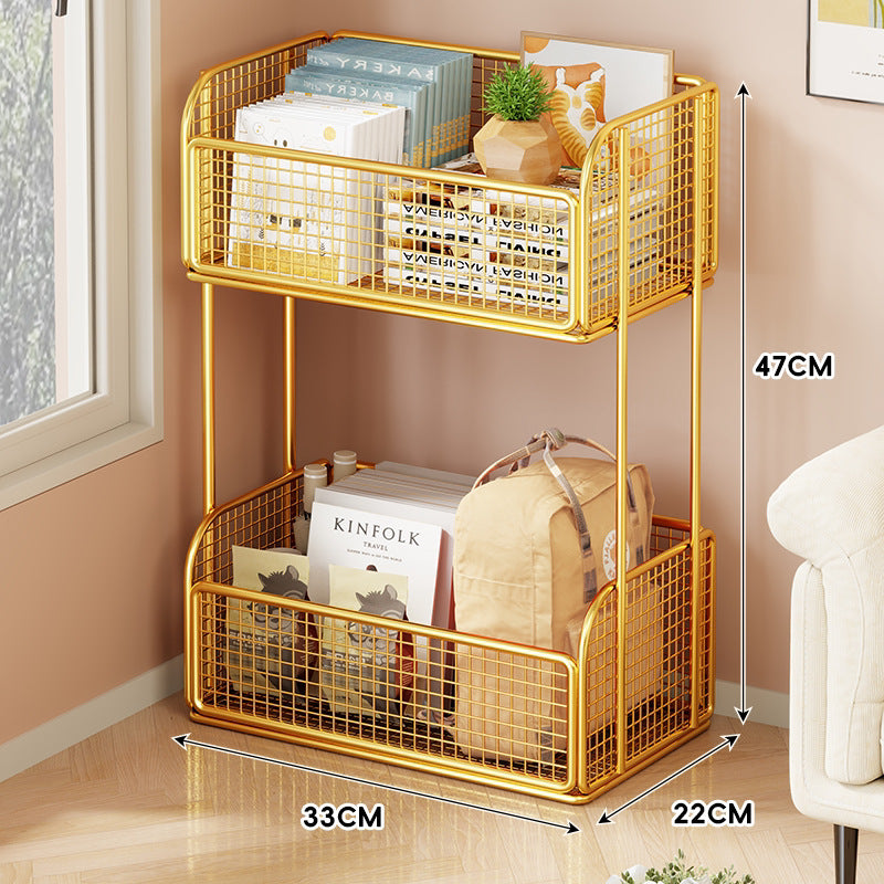 Low-Profile Metal Wire Under-Desk Rolling Storage Bin with Grid Panels