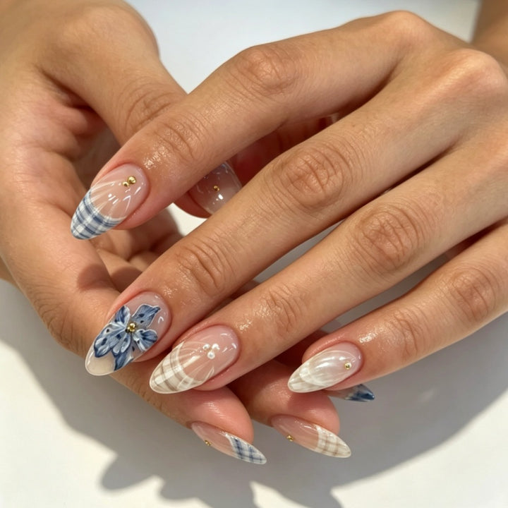 Artistic Floral Accent Press-On Nails Stornfield