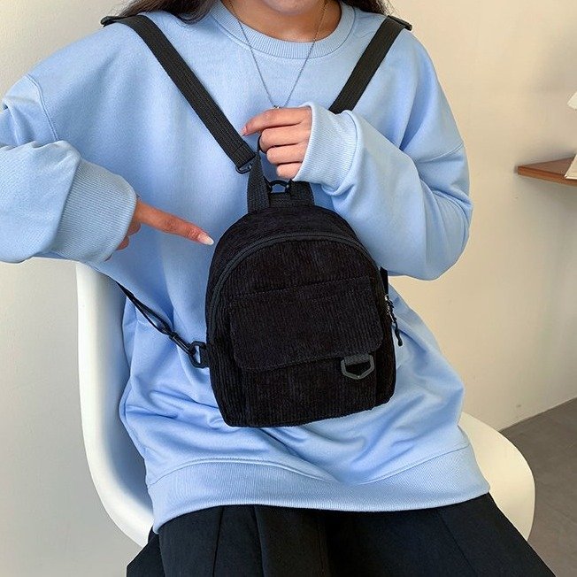 Corduroy Textured Mini Backpack Stornfield