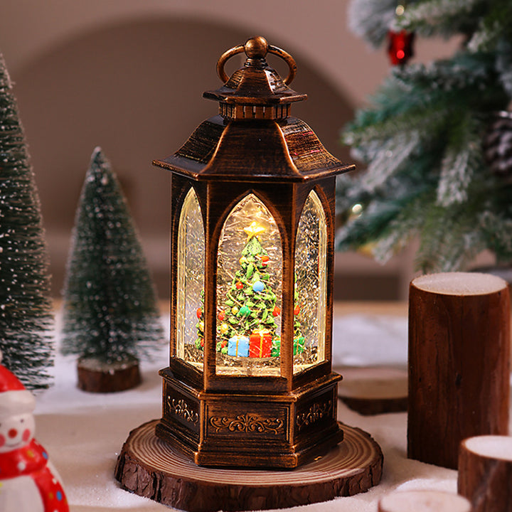 Nostalgic Christmas lantern with snowman scene Stornfield