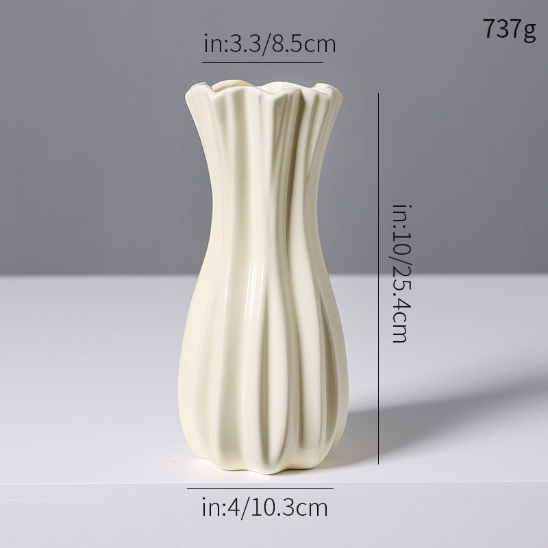 Elegant Fluted White Ceramic Vase Stornfeild