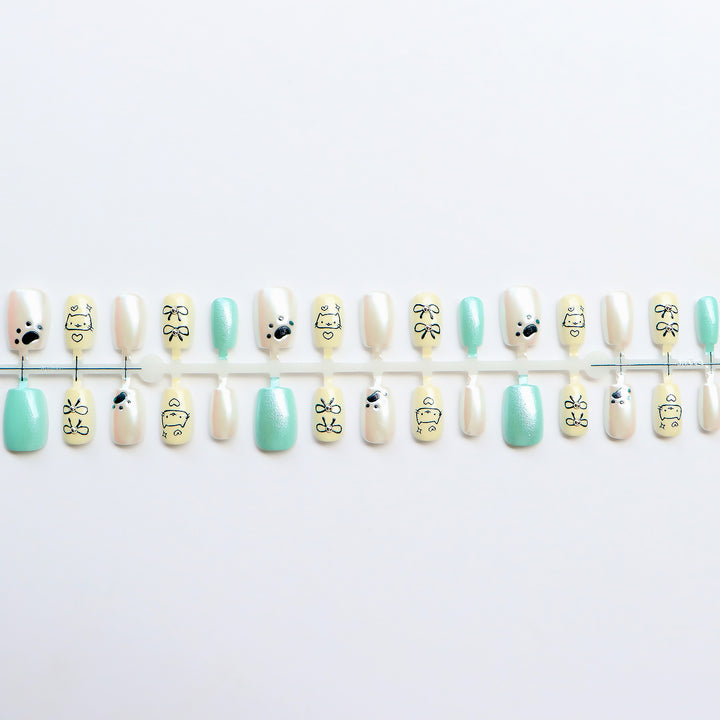Whimsical Animal-Themed Press-On Nail Art Stornfield