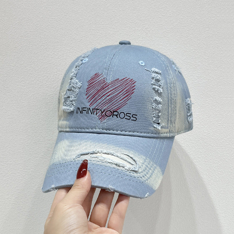 Women's Distressed Heart Embroidered Baseball Cap Stornfield