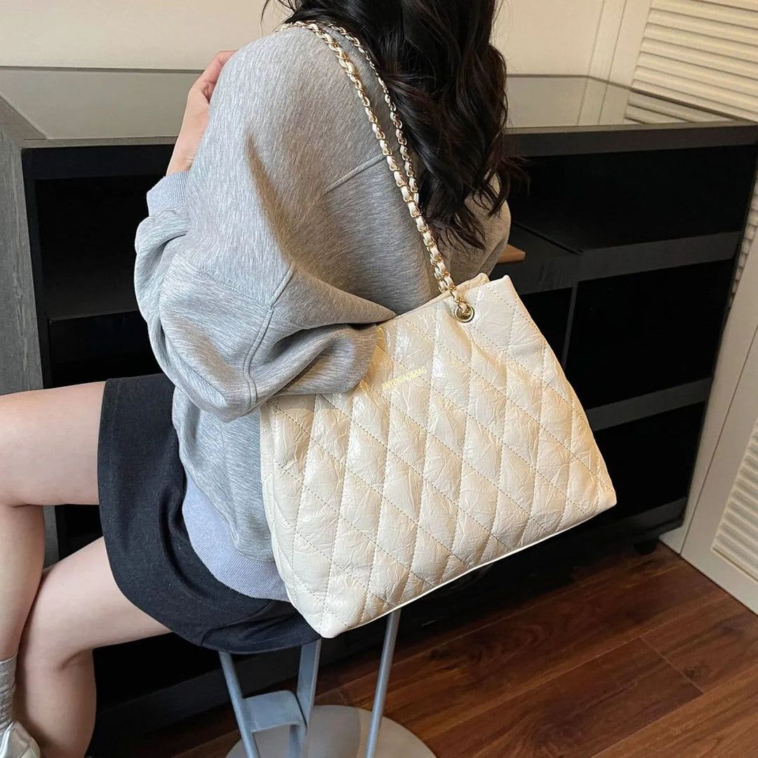 Quilted Chain-Detail Tote Bag Stornfield