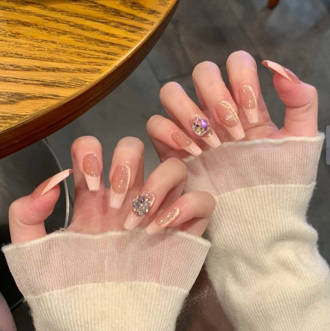 Glamorous Acrylic Press-On Nail Set with Decorative Designs Stornfield