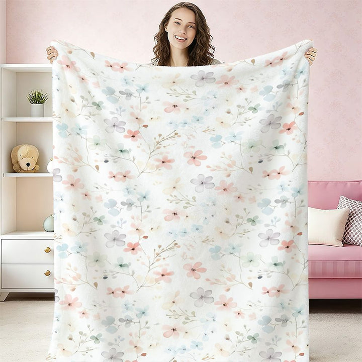 Floral Patterned Fleece Throw Blanket