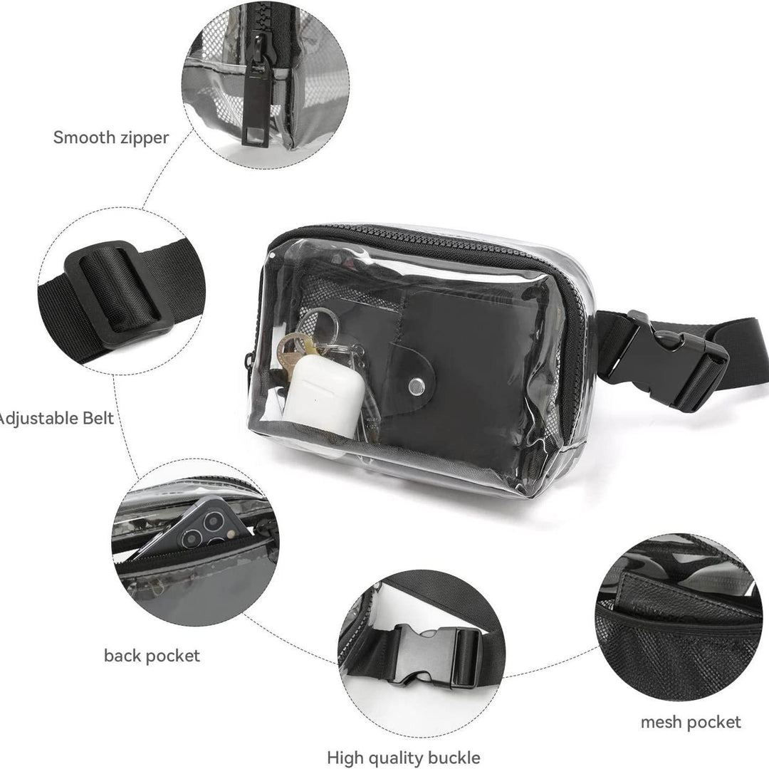 Transparent shoulder bag with mesh side pockets Stornfield