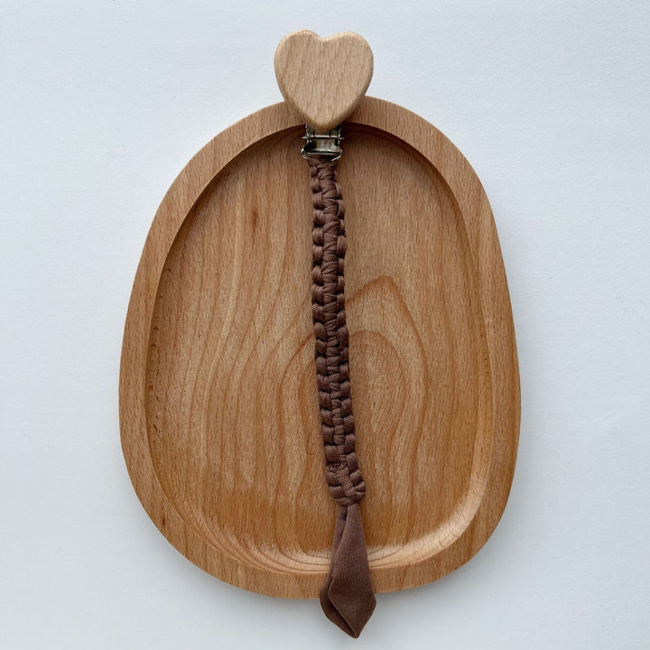 Braided Cotton Pacifier Leash with Wooden Star Safety Clamp