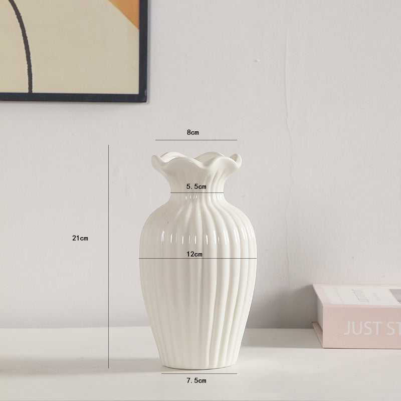 Elegant Ribbed Ceramic Flower Vase Stornfeild 1790310309