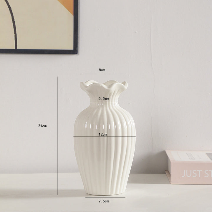 Elegant Ribbed Ceramic Flower Vase Stornfeild 1790310309
