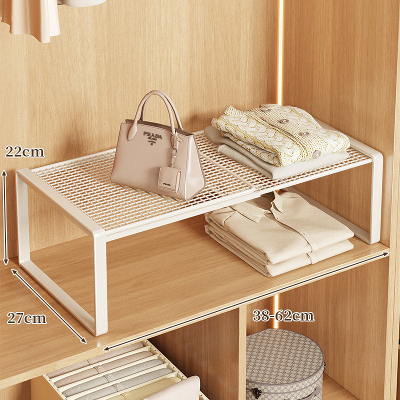 Expandable Metal Closet Shelf Riser and Stackable Wardrobe Organizer