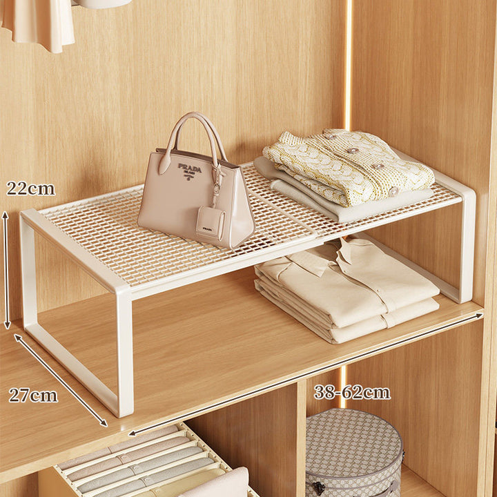 Expandable Metal Closet Shelf Riser and Stackable Wardrobe Organizer