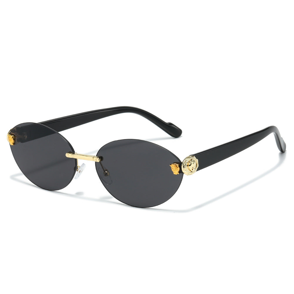Designer Oval Frame Sunglasses with Decorative Accents Stornfield