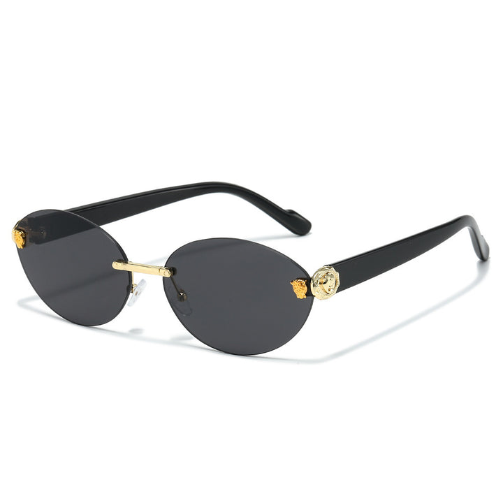 Designer Oval Frame Sunglasses with Decorative Accents Stornfield