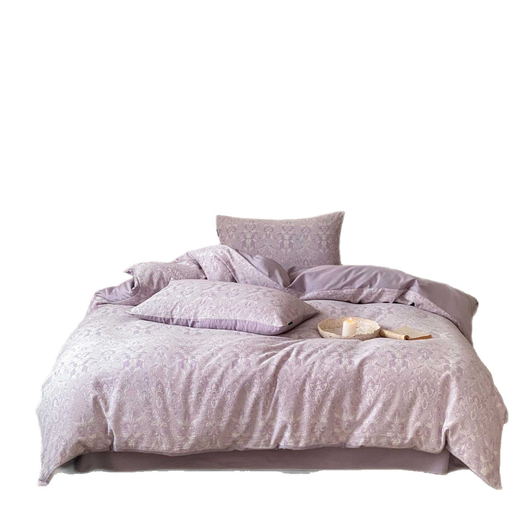 Premium cotton jacquard duvet cover set with subtle paisley relief and concealed zipper