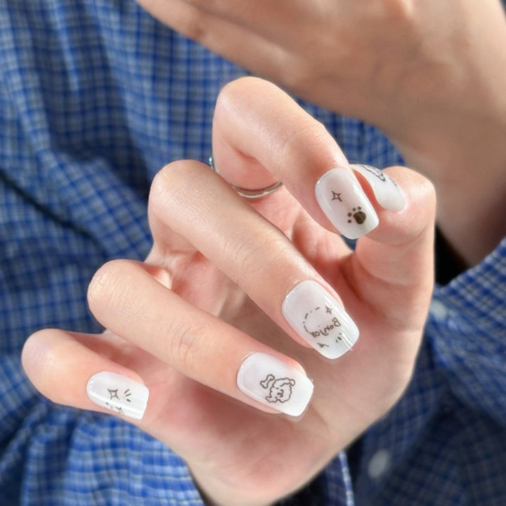 Artificial nails with elegant ombre effect and glitter coating Stornfield