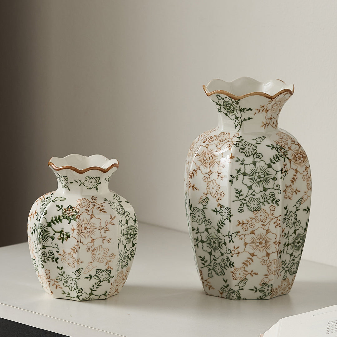 Elegant ceramic vase with floral pattern Stornfield