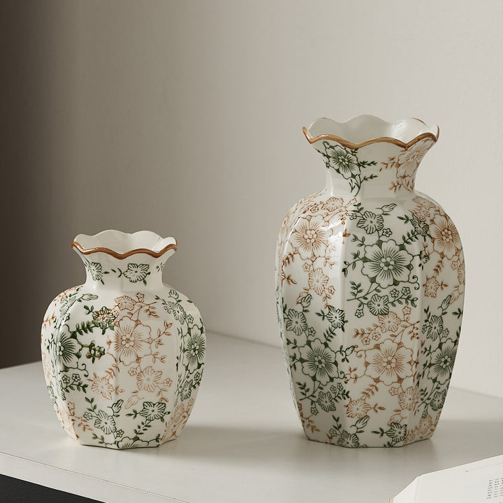 Elegant ceramic vase with floral pattern Stornfield