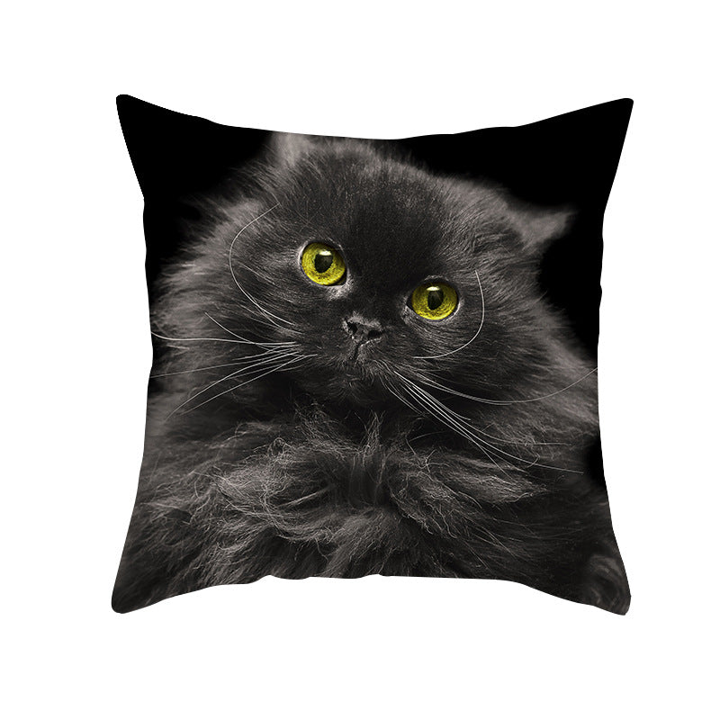 Photoreal Cat Portrait Square Pillow Cover with Concealed Zipper Linen-Blend
