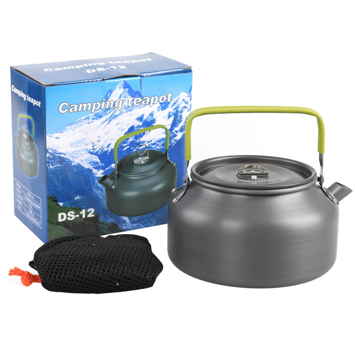 lightweight portable camping kettle with foldable silicone-grip handle and compact storage Stornfield