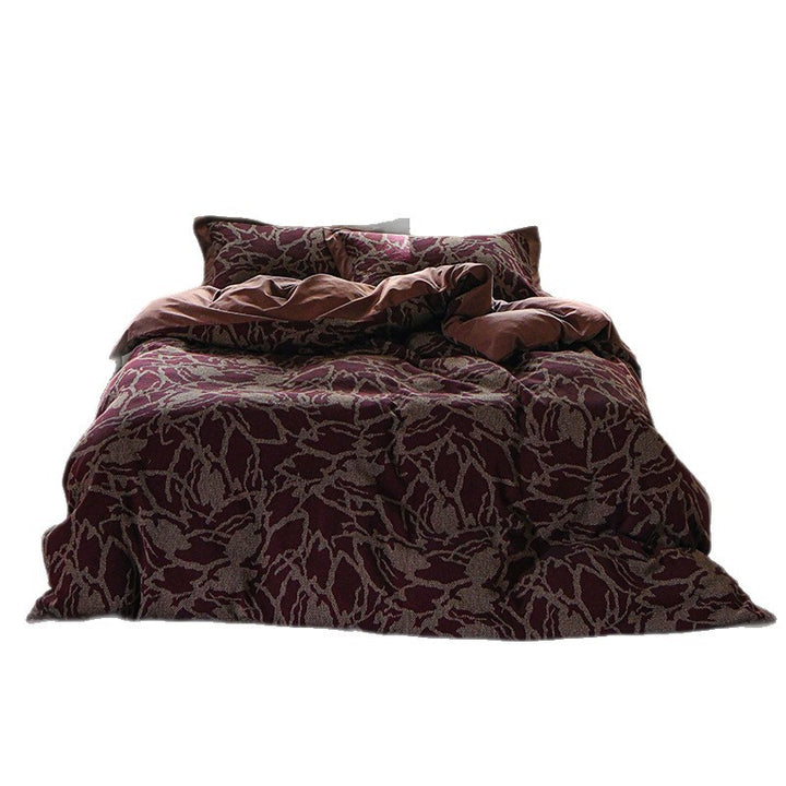 Luxury Jacquard Duvet Cover Set Reversible Cotton-Linen Blend