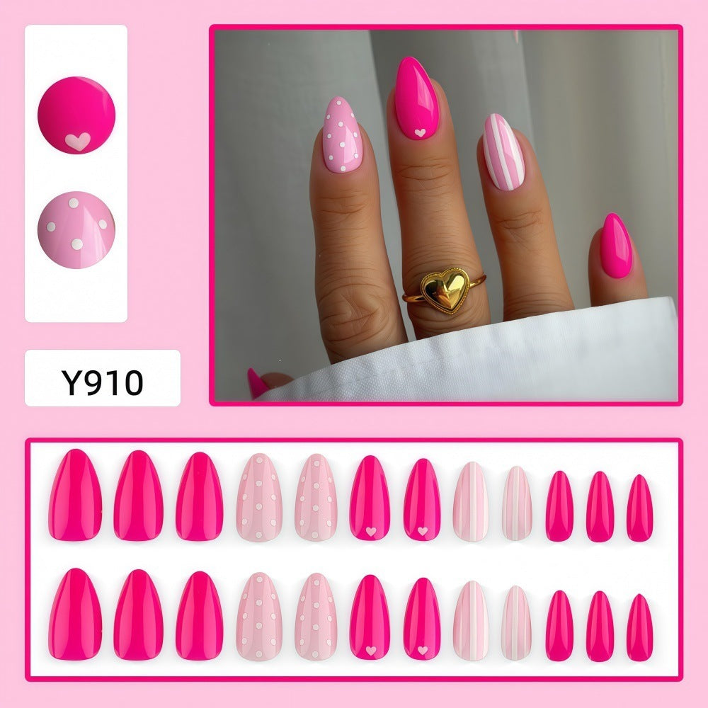 Creative Nail Art with Heart and Dot Design Stornfield