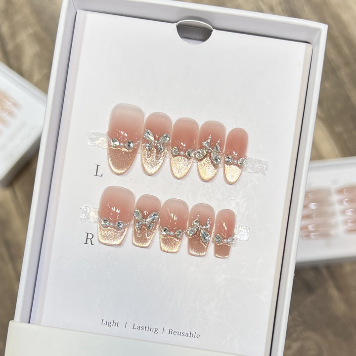 Glamorous Rhinestone-Embellished Press-On Nail Set Stornfield