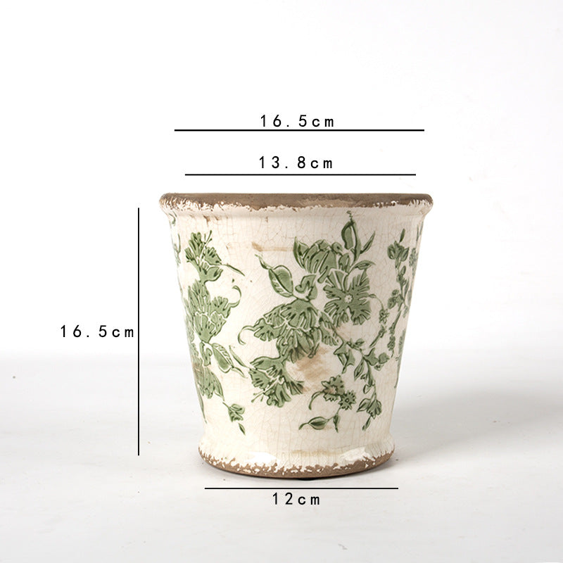Decorative ceramic flower pot with floral design Stornfield