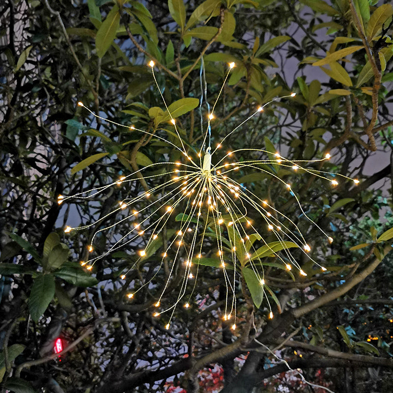 Solar-Powered Starburst Hanging LED Garden Lights With Waterproof Firework-Shaped Clusters And Automatic Dusk-To-Dawn Sensor Stornfield