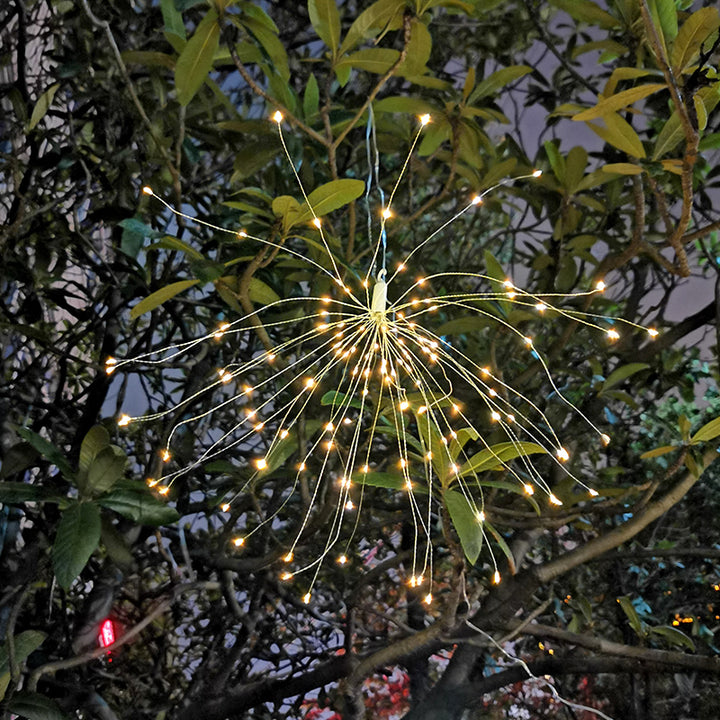 Solar-Powered Starburst Hanging LED Garden Lights With Waterproof Firework-Shaped Clusters And Automatic Dusk-To-Dawn Sensor Stornfield