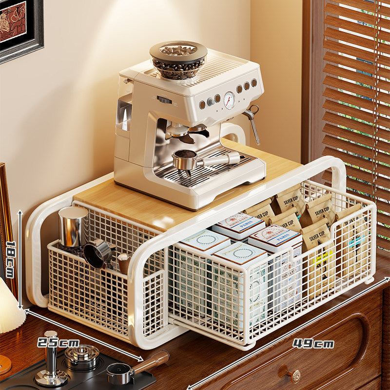 Countertop Coffee Machine Platform with Dual Sliding Storage Baskets
