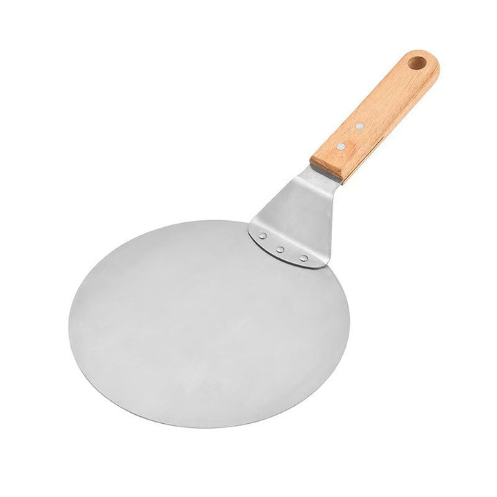 thin stainless steel round pizza peel with wooden handle Stornfield