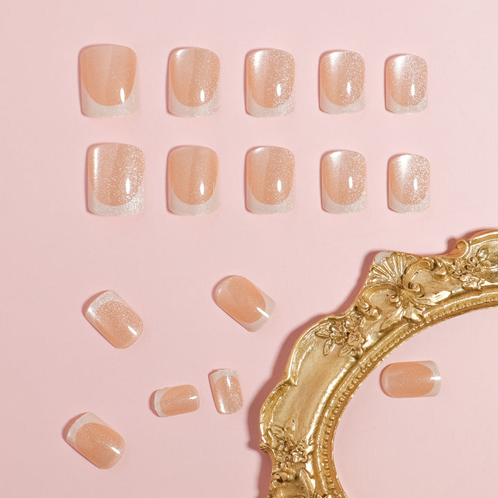 Elegant Glitter French Tip Press-On Nails Stornfield