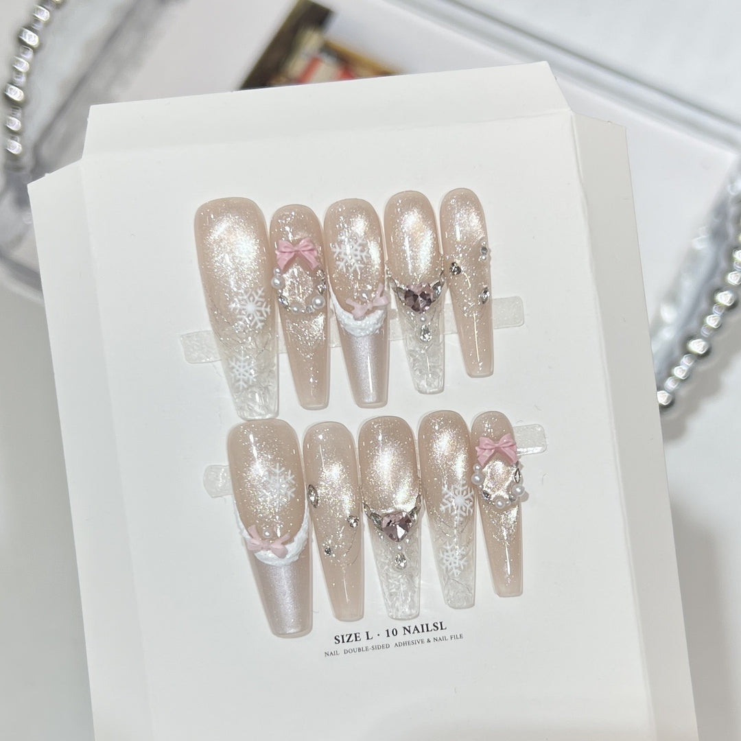 Decorative Stiletto Press-On Nail Set with Rhinestone and Glitter Accents Stornfield