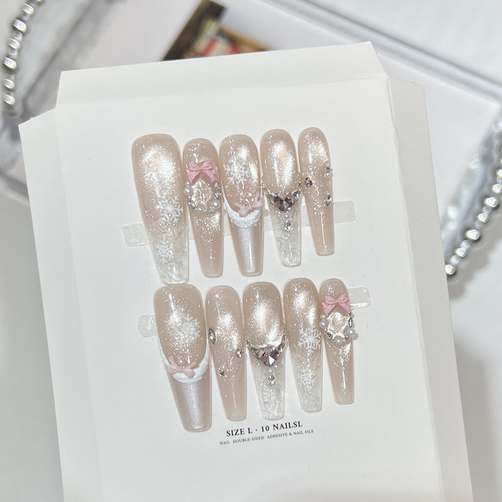 Decorative Stiletto Press-On Nail Set with Rhinestone and Glitter Accents Stornfield