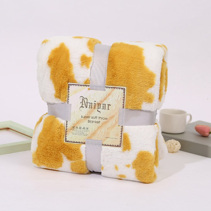 Ultra-Soft Cow Print Fleece Throw Blanket