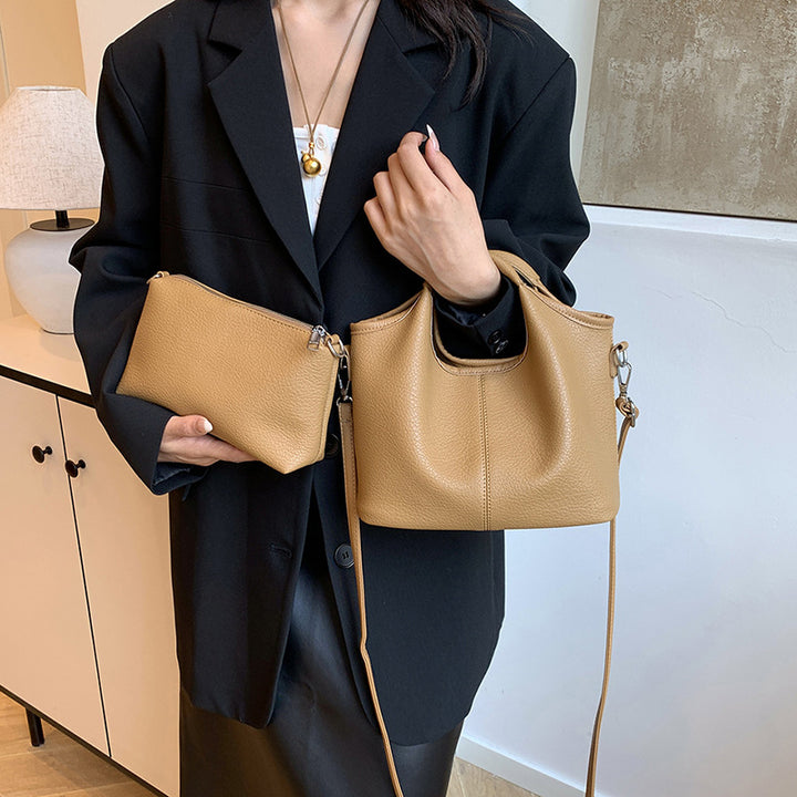 Versatile Leather Tote with Detachable Pouch